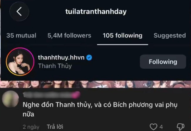 Trấn Thành và Thanh Thủy theo dõi nhau trên Instagram làm 'dậy sóng' đồn đoán nàng Hậu sẽ đóng phim Em của nam đạo diễn nghìn tỷ. Ảnh chụp màn hình TikTok Nhật Báo Chiếu Bóng.