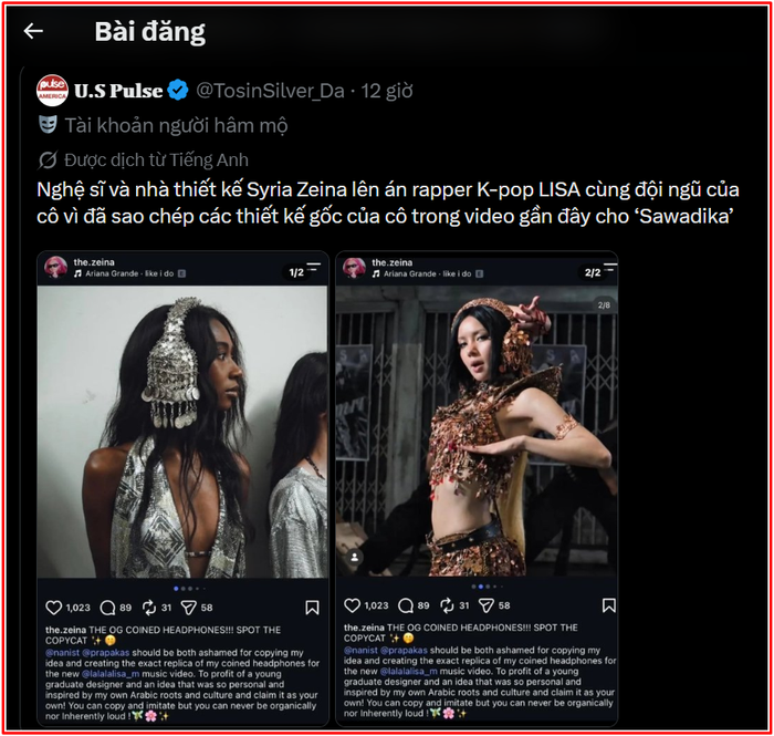 Lisa bị tố sao chép ý tưởng trong MV mới, nữ nghệ sĩ Syria lên tiếng Ảnh 2