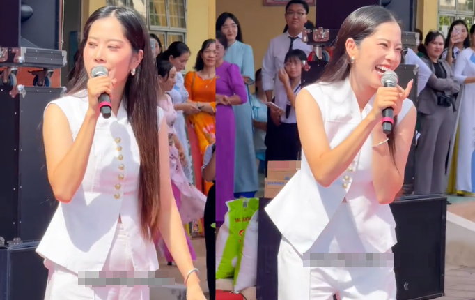 Nam Em gặp sự cố khi biểu diễn trước hàng trăm học sinh Ảnh 2