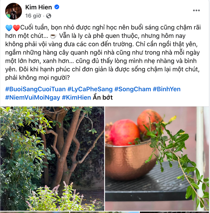 Kim Hiền chia sẻ.&nbsp;