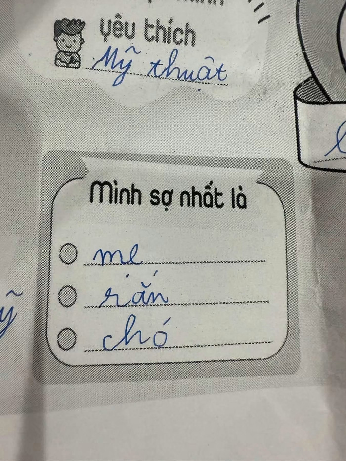 Học sinh điền 3 nỗi sợ, đáp án đầu tiên khiến cô giáo cũng phải 'đứng hình' Ảnh 1