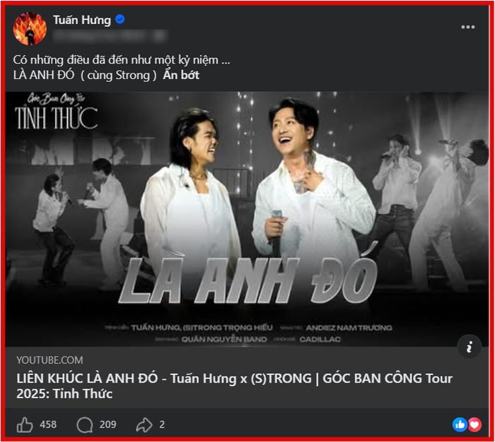 Tuấn Hưng nghẹn ngào nhắc lại những kỷ niệm tại Góc ban công tour 2025: Tỉnh thức trên fanpage.