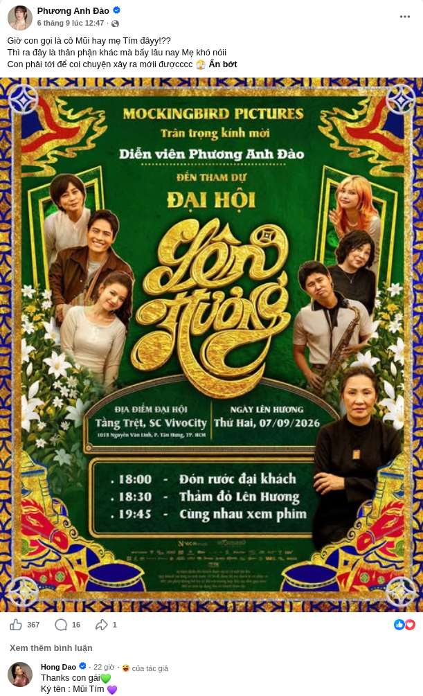 Bài đăng của Phương Anh Đào trên trang cá nhân. Ảnh: FBNV