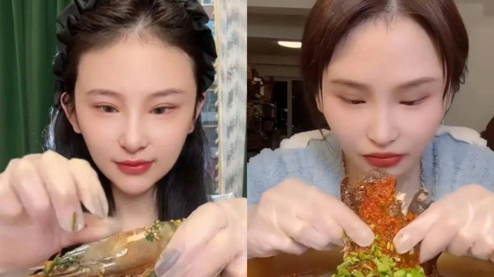Yingying trong một buổi livestream mukbang. Ảnh chụp màn hình: NTDTV