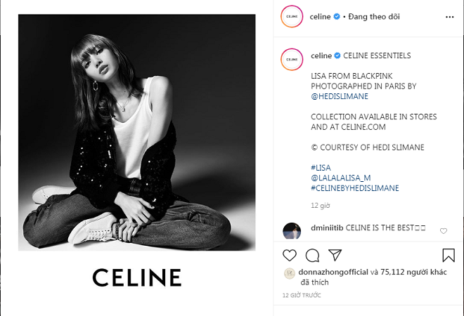 Lisa trên trang cá nhân của Celine thu hút sự chú ý của cánh truyền thông và fans quốc tế