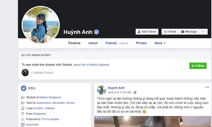 Huỳnh Anh đã bỏ trạng thái 'hẹn hò' với Quang Hải trên facebook.