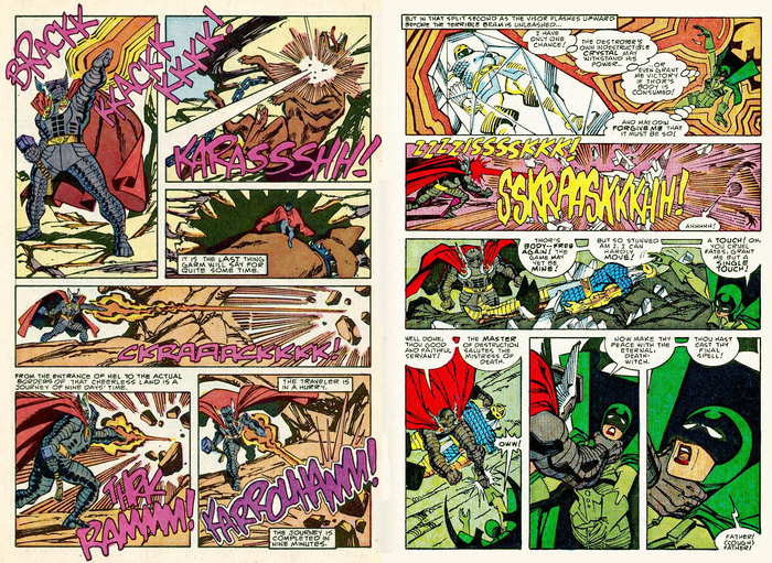 Hela trở nên thật nhỏ bé với Thor, khi linh hồn anh khoác lên bộ giáp Destroyer.