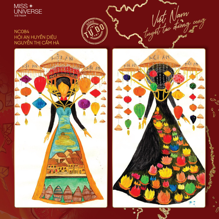 Theo tác giả, mẫu National Costume dành cho Khánh Vân lấy ý tưởng từ những dãy đèn lung linh, rực rỡ của phố cổ Hội An. Nét đẹp thơ mộng huyền ảo của những đêm thả đèn trên sông Hoài. Kết hợp với chiếc áo dài duyên dáng truyền thống của Việt Nam tạo nên một thiết kế độc đáo và tôn lên những đường cong tuyệt tác của người phụ nữ Việt Nam. 