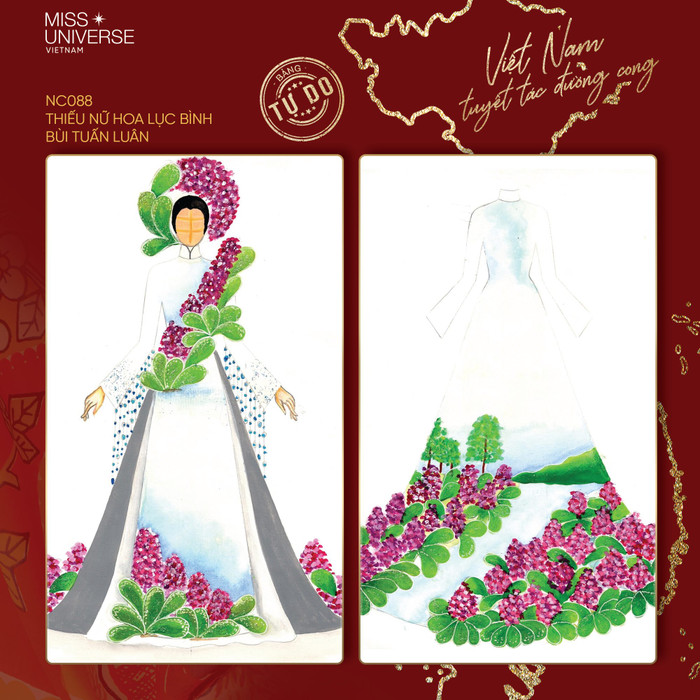 'Thiếu nữ hoa lục bình' thể hiện thông điệp vừa tôn dáng thướt tha của người phụ nữ Việt Nam, vừa mang đến hình ảnh người con gái chung thủy sắc son với màu tím của hoa lục bình.