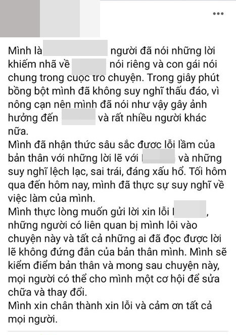 Một học sinh lên tiếng xin lỗi nữ sinh H.A sau khi bị cộng đồng mạng chỉ trích dữ dội