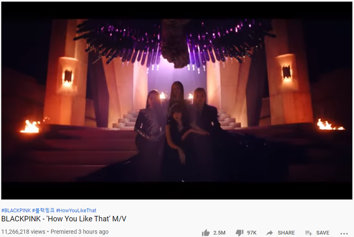 Lượt xem MV How You Like That ở thời điểm hiện tại.