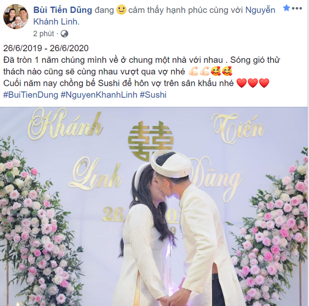 Kỉ niệm một năm đính hôn, trung vệ Bùi Tiến Dũng tiết lộ sắp làm đám cưới với vợ hotgirl Ảnh 3
