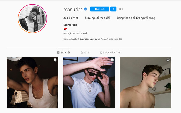 Instagram của anh chàng.