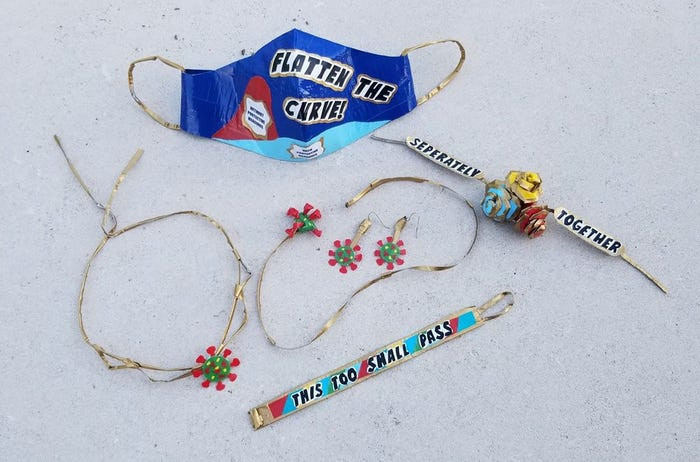 Cô gái tuổi teen trở nên nổi tiếng nhờ làm váy COVID-19 từ băng keo Ảnh 7