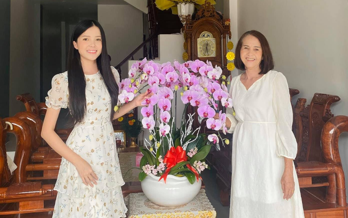 Hoa khôi Huỳnh Thúy Vi mặc chung váy đầm của mẹ Ảnh 2