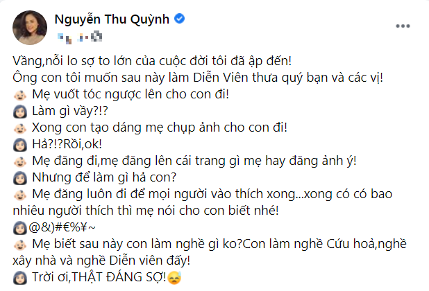 Thu Quỳnh tiết lộ nỗi lo sợ nhất về con trai của cô cuối cùng cũng đến