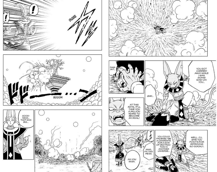 Beerus dễ dàng hạ gục Vegeta Blue.