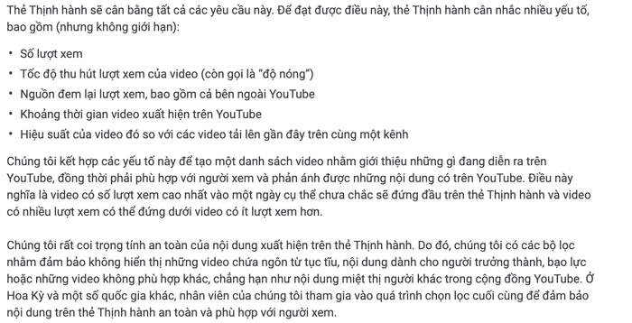 Những tiêu chí được khuyến nghị từ Google nếu một video muốn lọt top trending.
