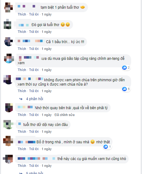 Cư dân mạng để lại nhiều bình luận tiếc nuối xoay quanh việc chia tay truyền hình analog. Ảnh chụp màn hình