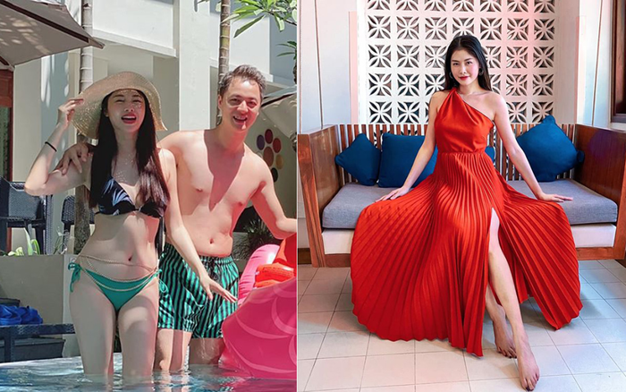 Bà xã Đăng Khôi 'đốt mắt' dân tình khi khoe thân hình nóng bỏng với bikini gợi cảm Ảnh 2