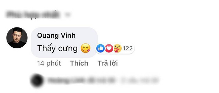 Quang Vinh bình luận dưới bài đăng của Sơn Tùng.