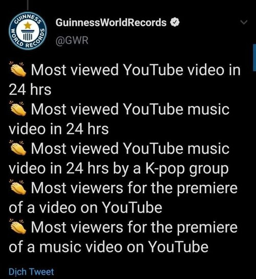 Những thành tích mà kỷ lục GUINNESS thế giới ghi nhận cho How You Like That của BlackPink.