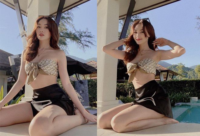 Có thể thấy một Ninh Dương Lan Ngọc thùy mị trước đây đã trở nên xinh đẹp và quyến rũ hơn trước. Chiếc khăn của thương hiệu Dior có giá 350 USD (tương đương hơn 8 triệu đồng) được thiết kế hoa văn sang trọng được cô mix cùng chân váy lụa ngắn. 