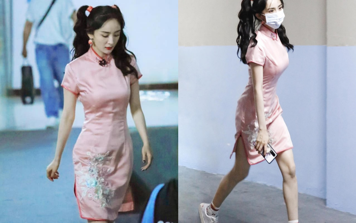 Dương Mịch cột tóc hai chùm, diện sườn xám phối cùng giày thể thao khiến fans 'xuýt xoa' khen trẻ như gái 20 Ảnh 2