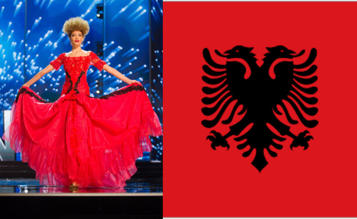 Misss Universe Albania 2016 như 'cưỡi ngựa xem hoa' trong bộ trang phục không có gì thu hút.
