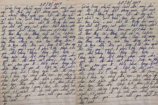 Nội dung thư tuyệt mệnh của nghi phạm Hồng trước khi gây án.