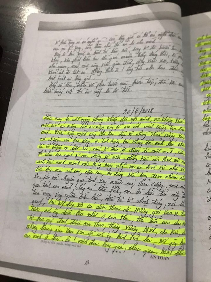 Những dòng nhật ký bà Hà viết. Trong đó có nhiều đoạn như được cảnh báo trước về một vụ thảm án.