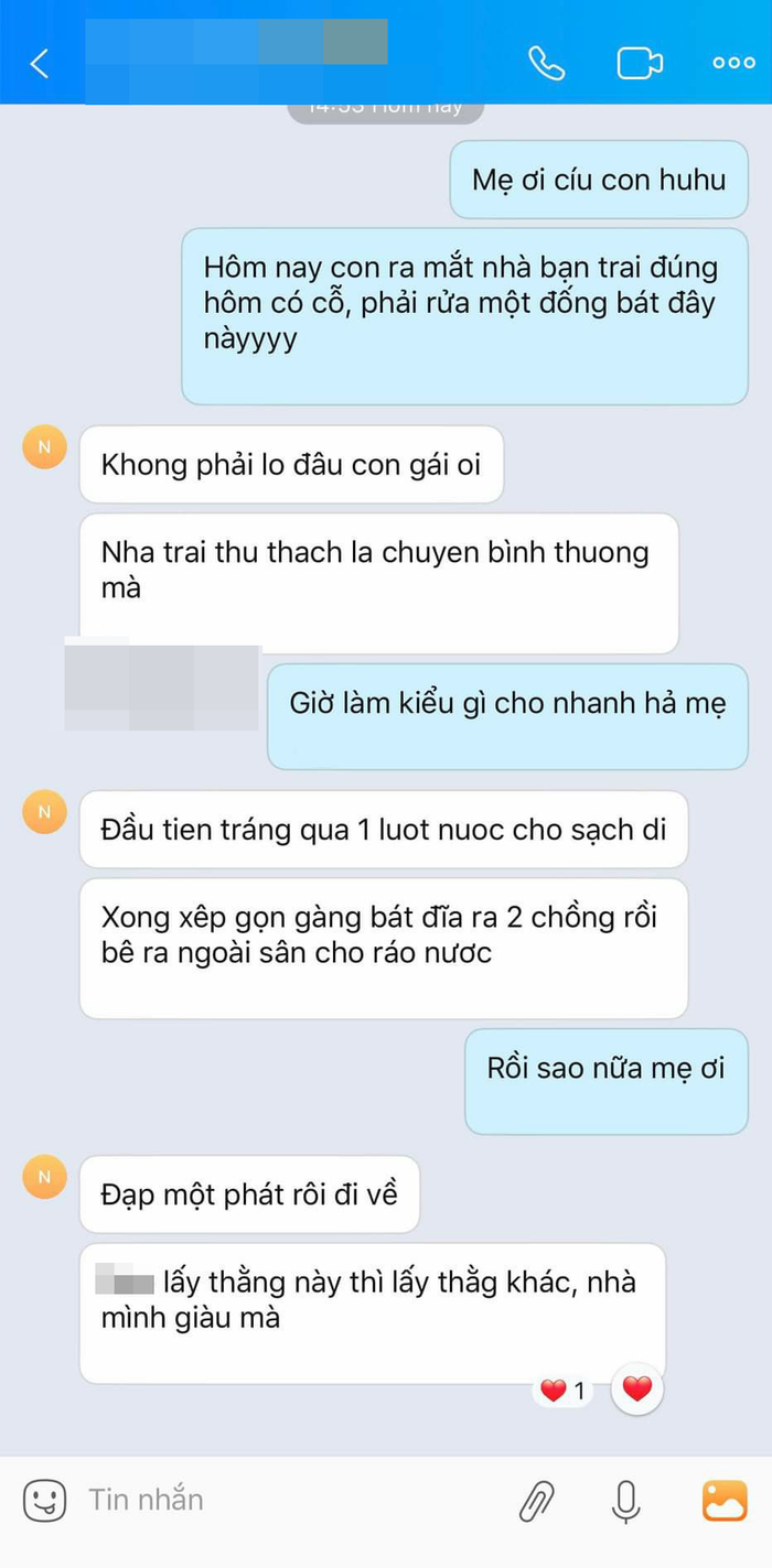 Bị bắt rửa chén khi đến ra mắt nhà bạn trai, cô gái 'cầu cứu' mẹ ruột và pha 'bẻ lái cực gắt' khiến dân mạng thích thú Ảnh 6