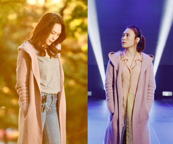 Cùng chiếc áo khoác dáng dài tông màu beige, Mỹ Tâm đã có màn tái sử dụng theo hai cách tài tình. Một là mix cùng áo phông và quần jean hack dáng, hai là áo sơ-mi dáng dài tạo nên nhiều layer mới mẻ. 