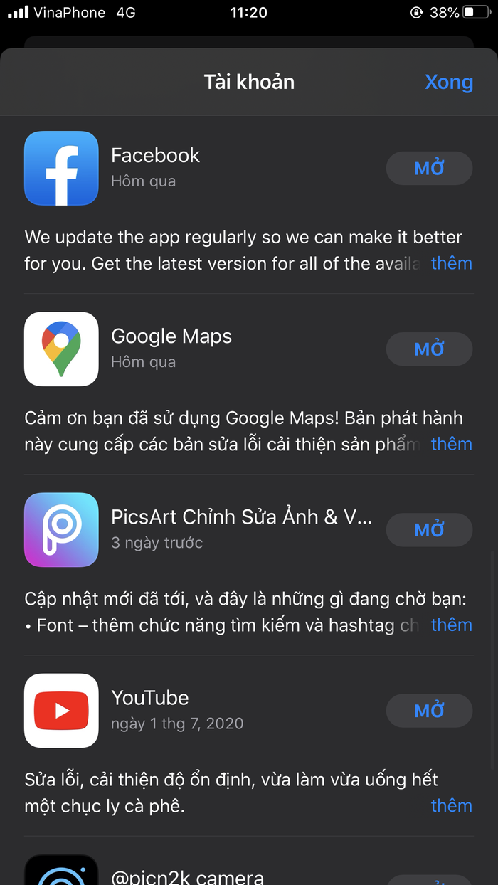 Các bạn hãy cập nhật ứng dụng Facebook lên phiên bản mới nhất. (Ảnh chụp màn hình)