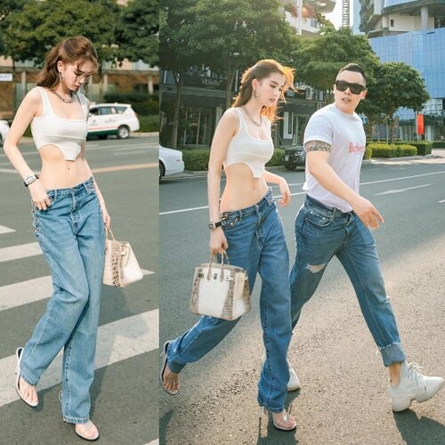 Ngọc Trinh cùng chiếc quần 'huyền thoại', thách thức cả người mặc và người nhìn. 