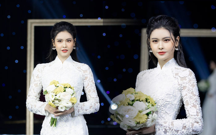 Trương Quỳnh Anh mặc áo dài cưới, làm cô dâu bước vào lễ đường Ảnh 2