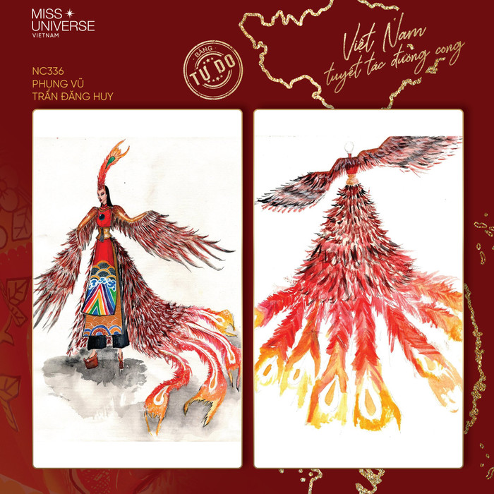 'Phụng vũ' lấy ý tưởng từ hóa thân của mẹ Âu Cơ – chim phượng hoàng. Loài chim có ý nghĩa văn hóa rất đặc sắc và có sức sống mãnh liệt trong đời sống văn hóa tâm linh, văn hóa nghệ thuật nước ta.