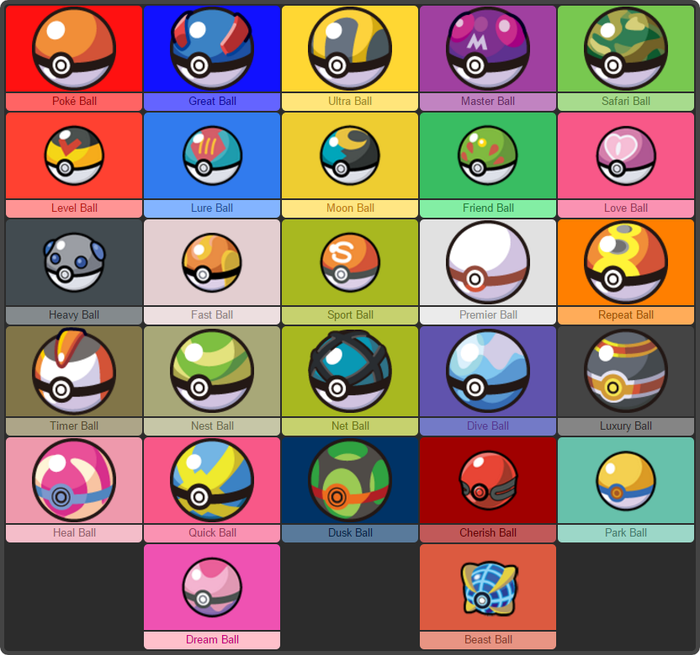 Các loại Pokeball