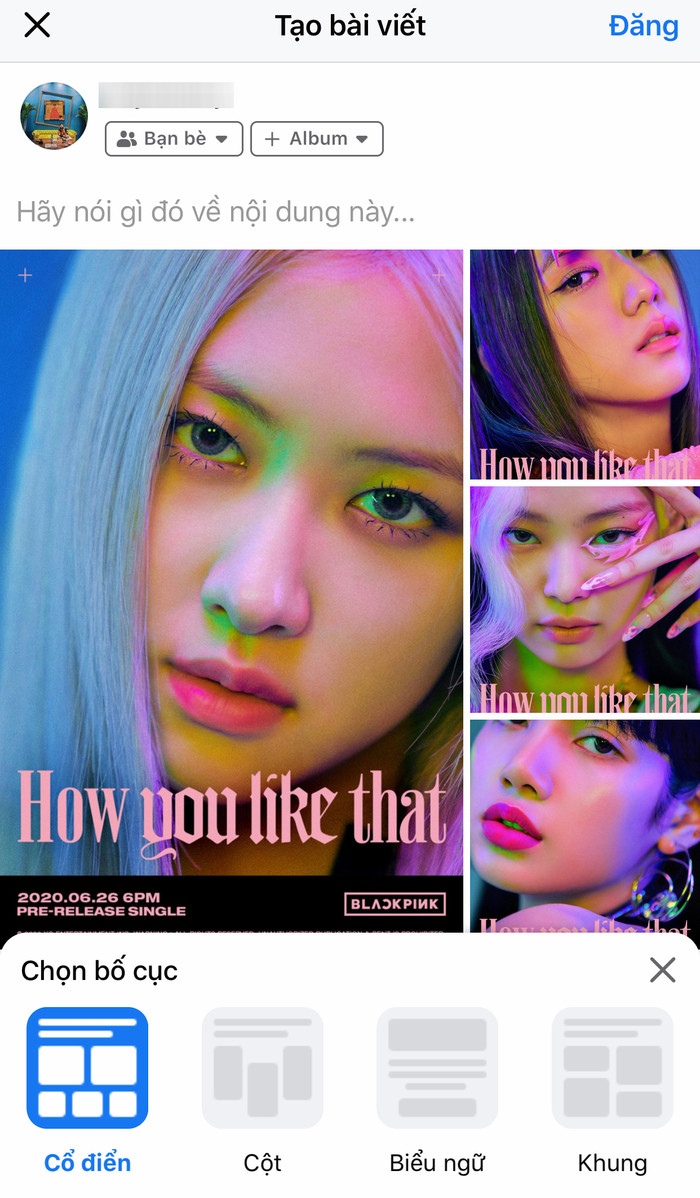 - Layout cổ điển: Sẽ hiển thị ảnh đầu tiên với kích thước lớn và các hình phía sau sẽ thu nhỏ lại.