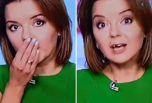 Marichka Padalko rơi răng khi đang dẫn trực tiếp.