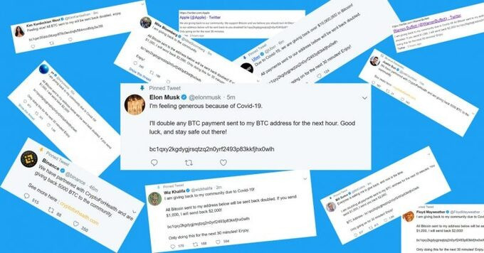 Những tài khoản bị tấn công gửi đi thông điệp lừa đảo bitcoin. Ảnh: The Verge