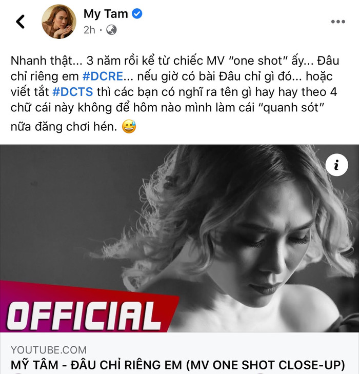 Dòng status vô cùng kích thích từ Mỹ Tâm.