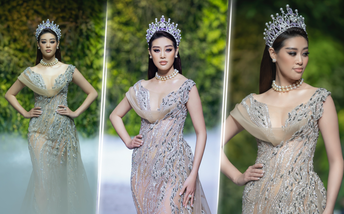 Khánh Vân đội vương miện Brave Heart diện váy 10.000 đô la diễn First Face lộng lẫy như nữ hoàng Ảnh 2