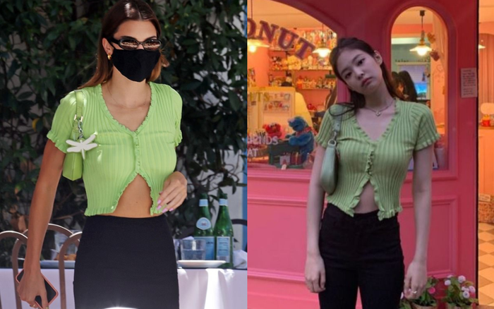 Không ngờ chân dài triệu đô Kendall cũng có lúc mặc lại chiếc áo Jennie Black Pink lăng xê từ năm ngoái Ảnh 2