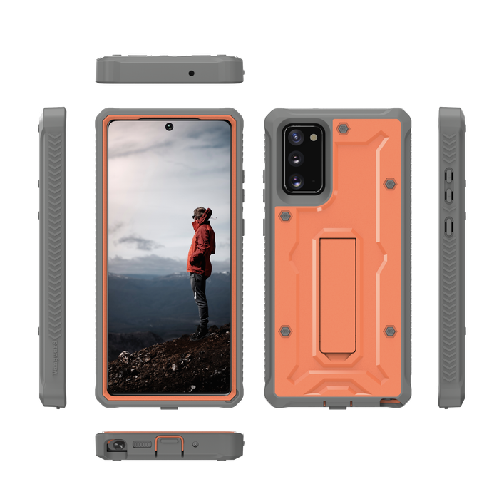 Điểm khác biệt giữa 2 phiên bản là phần màn hình trên Galaxy Note20 sẽ hoàn toàn phẳng và không được vát cong như Note20 Ultra. Bên cạnh đó, cụm camera của Galaxy Note20 cũng không trang bị camera tiềm vọng. (Ảnh: ArmadilloTek Inc)