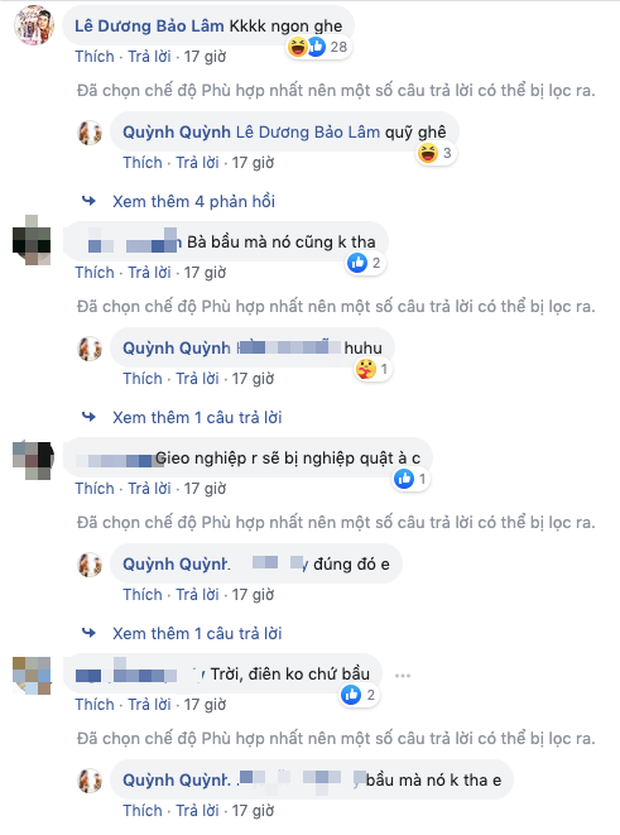 Lê Dương Bảo Lâm đã bình luận 'chọc ghẹo' bà xã cho bớt căng thẳng. 