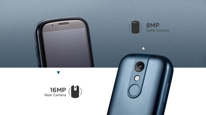 Jelly 2 được trang bị 1 camera selfie 8 MP ở mặt trước, 1 camera chính 16 MP và 1 cảm biến vân tay đặt ở mặt lưng. (Ảnh: Unihertz)