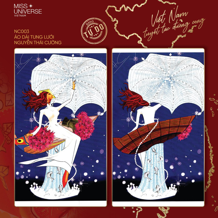 Điểm nổi bật của thiết kế này chính là hiệu ứng cá tung lưới, nhưng rõ ràng đây là một ý tưởng rất khó để thực hiện. Chưa kể việc các bạn trẻ tay ngang sẽ lúng túng trong công tác thêu dệt. 