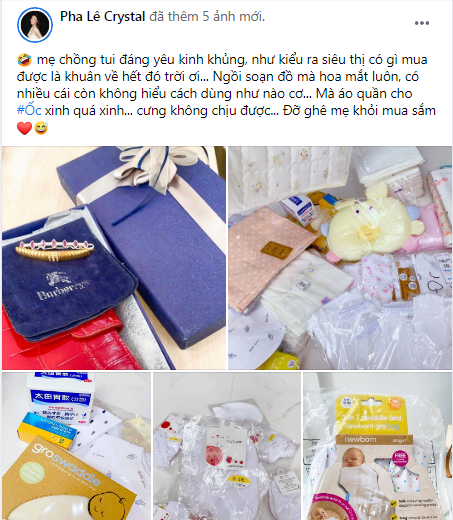 Pha Lê khoe được mẹ chồng mua rất nhiều đồ cho cháu