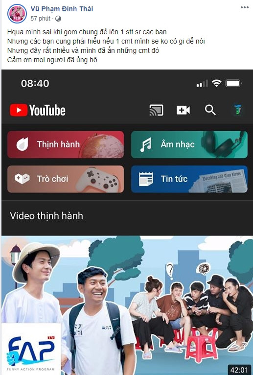 FAPtv thẳng tiến top 1 trending Youtube, phá vỡ chuỗi ngày thống trị của Sơn Tùng M-TP: Thái Vũ lên tiếng xin lỗi Sky Việt Ảnh 6